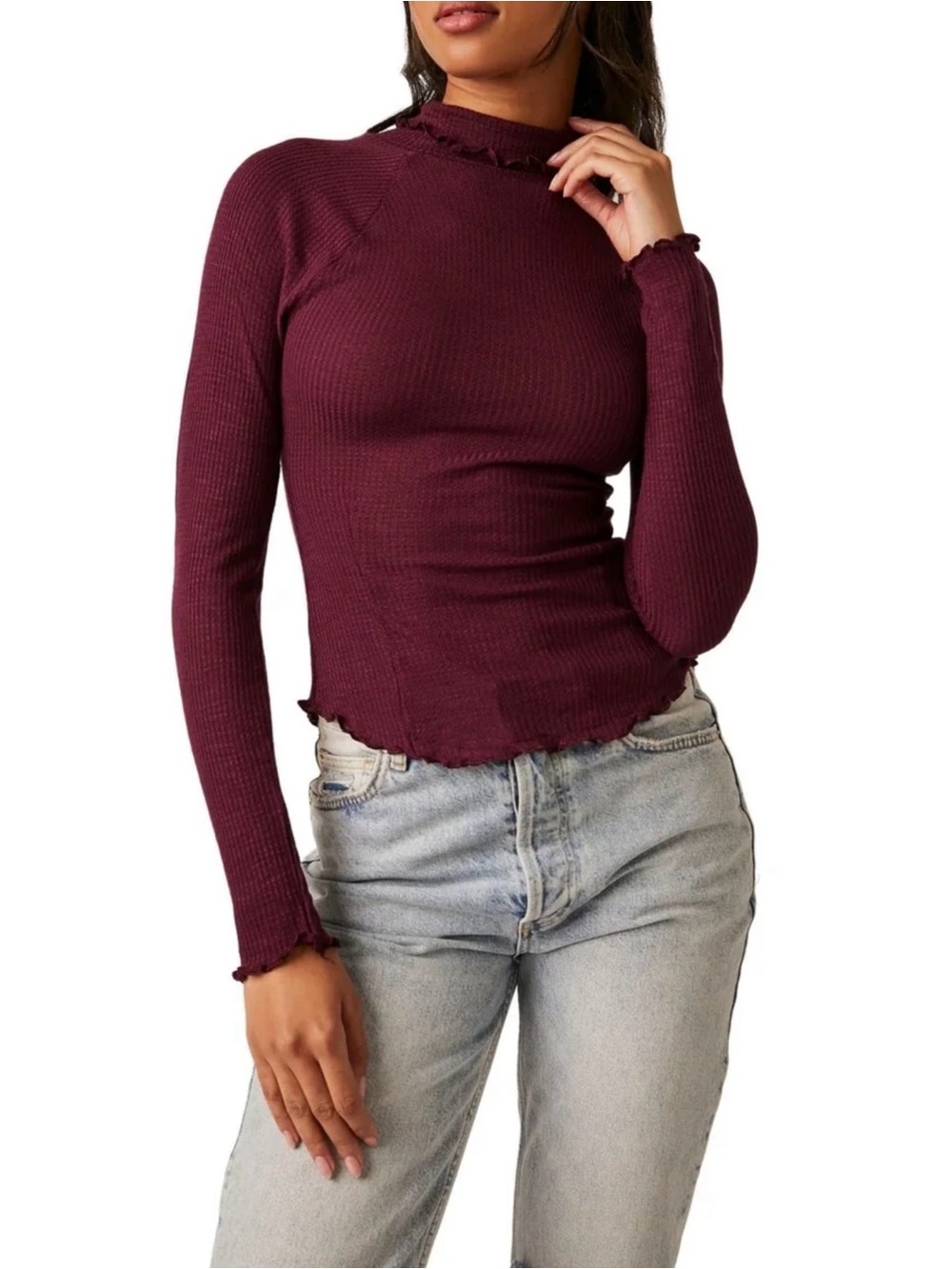 Free People Make It Easy Thermal, Medium Burgundy